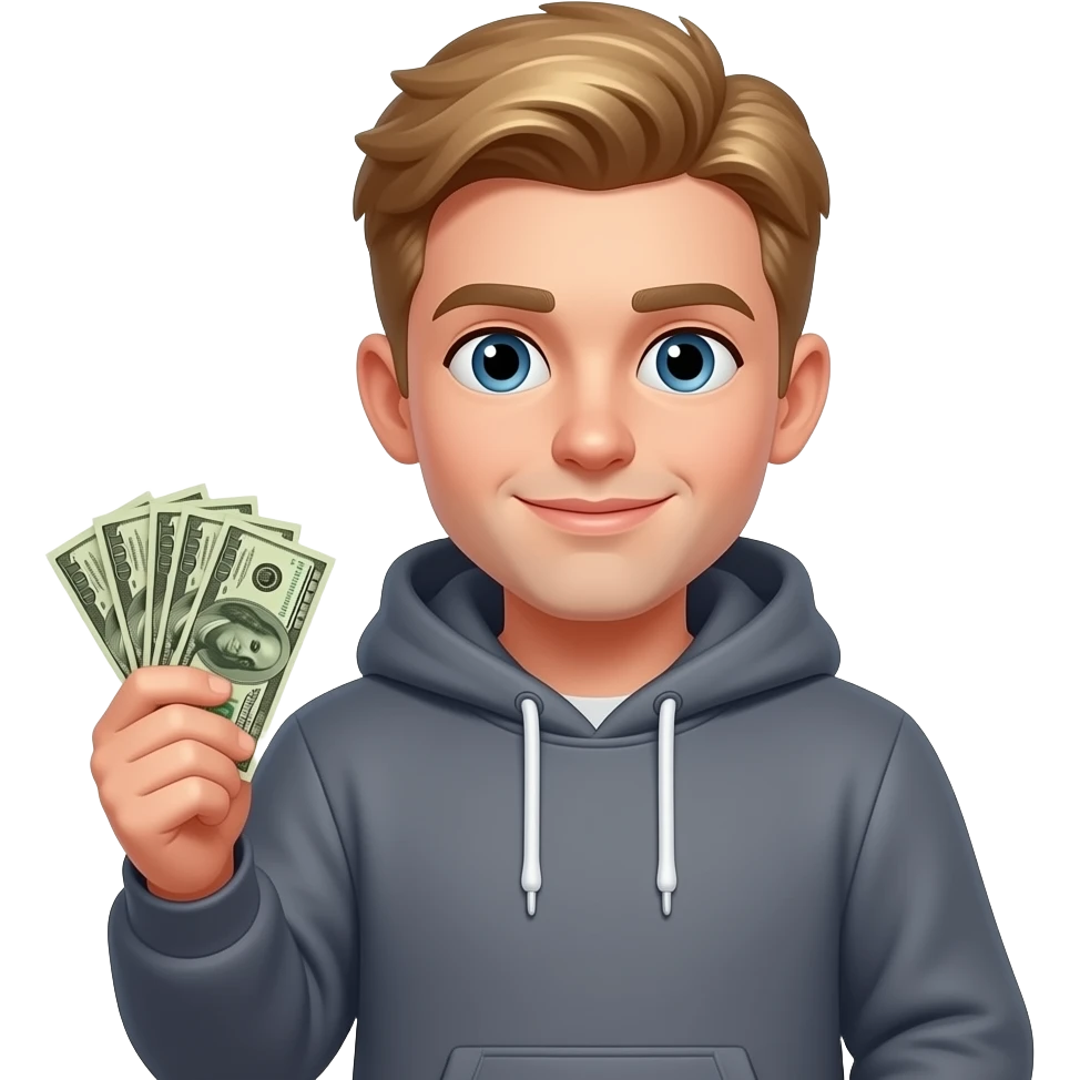White guy with money and hood emoji