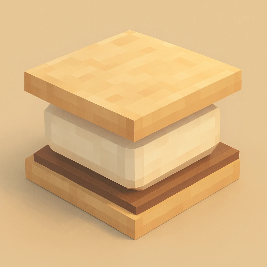aesthetic s'mores icon, 3D minimal style, soft beige color palette, elegant, soft lighting emoji