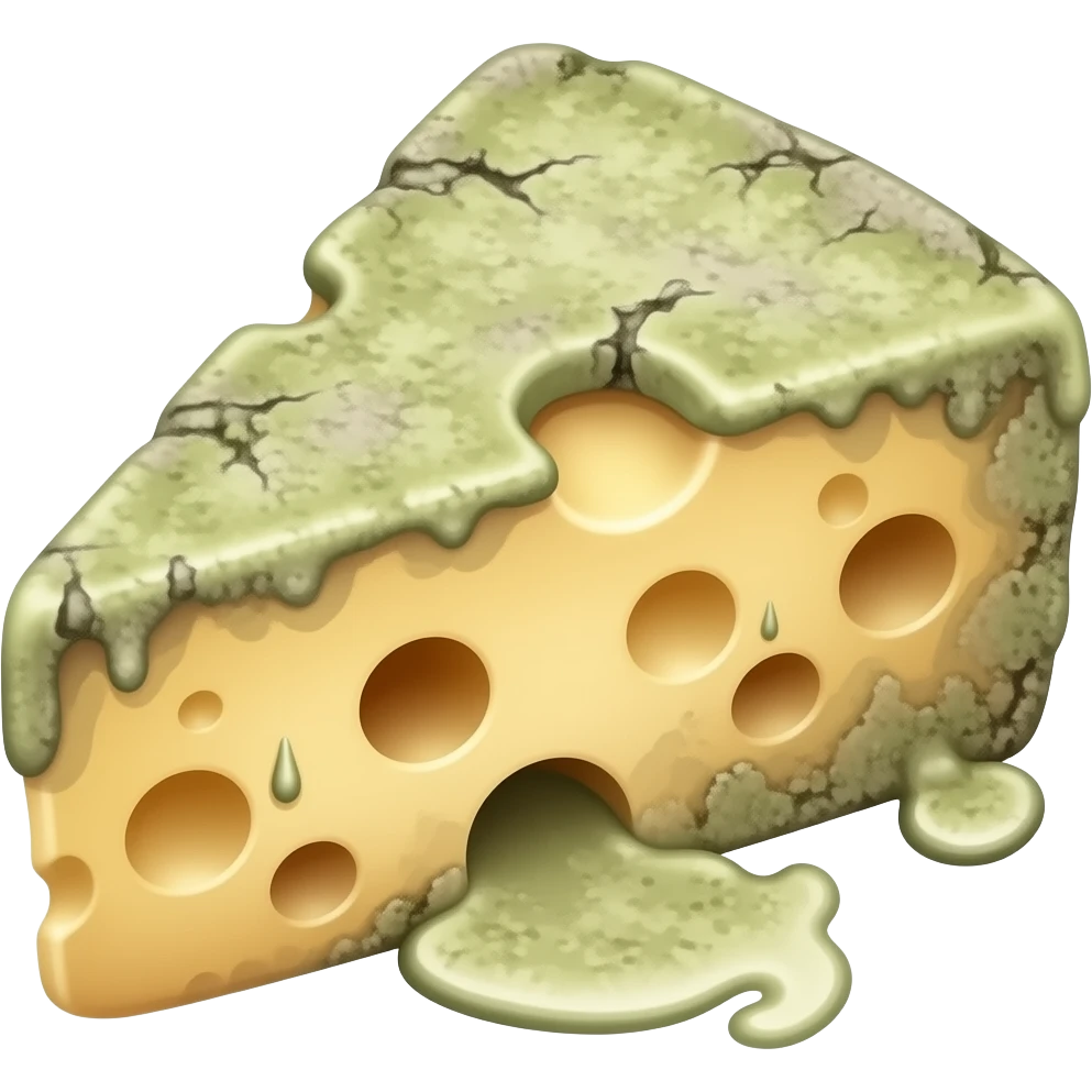 A moldy, rotten, stinky piece of cheese emoji