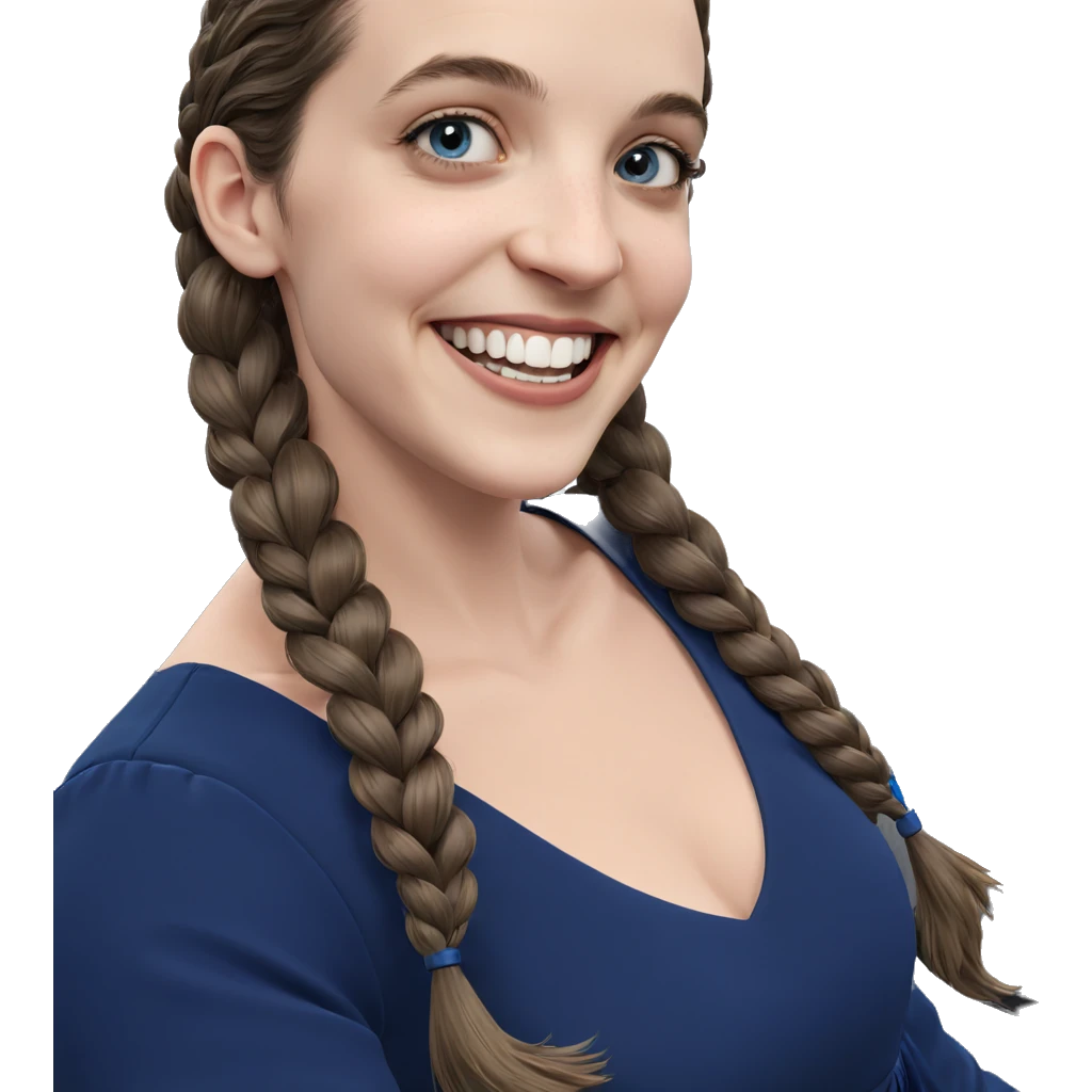 smiling girl in blue dress emoji