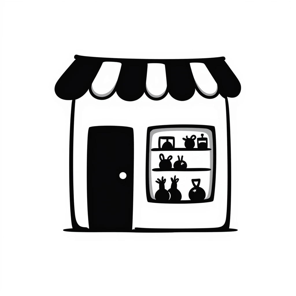 store icon, hand-drawn doodle style, playful and casual emoji