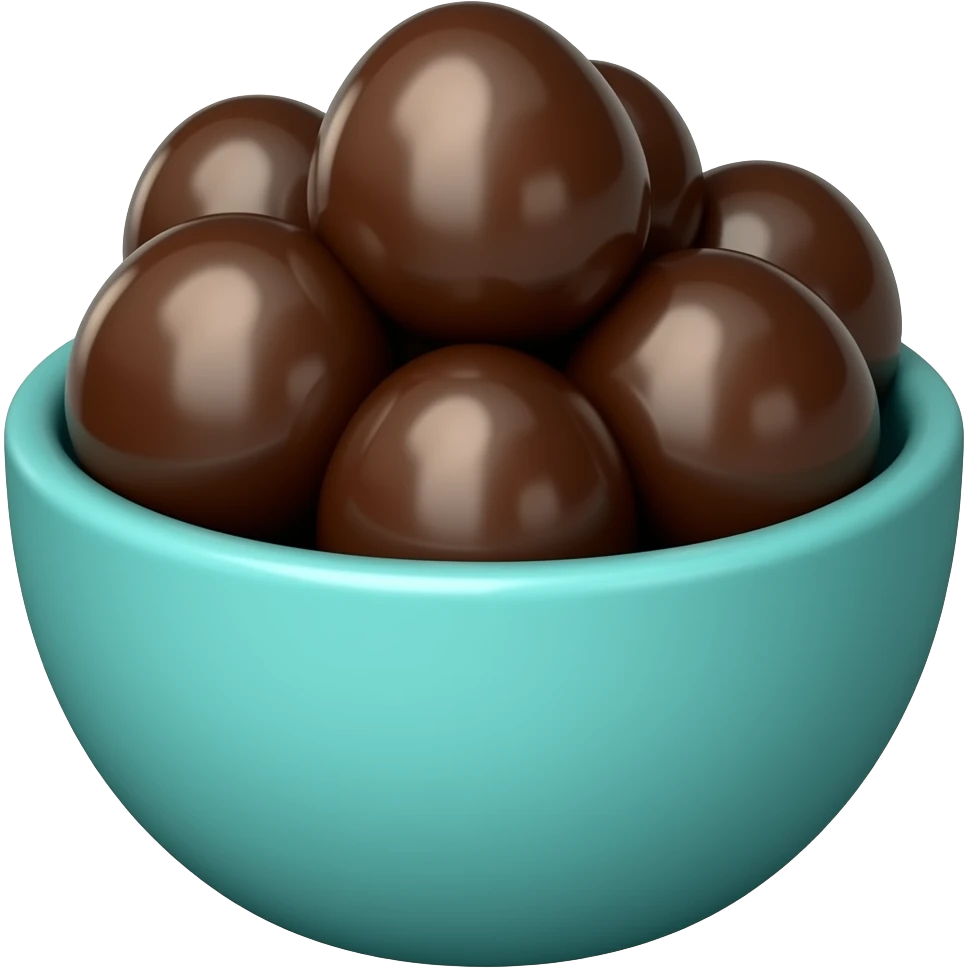 super realistic small teal bowl of chocolate circles emoji