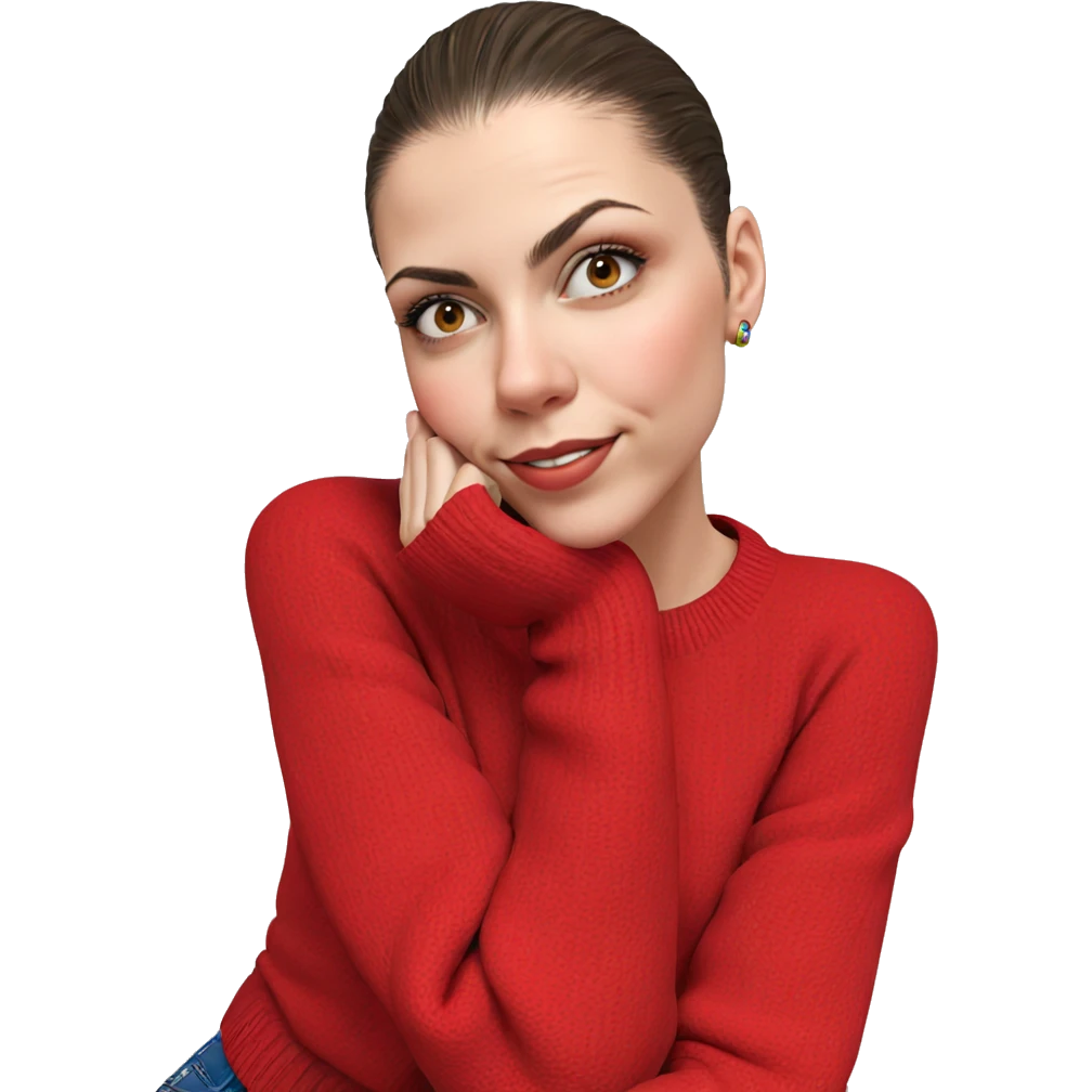 smiling girl in cozy sweater emoji