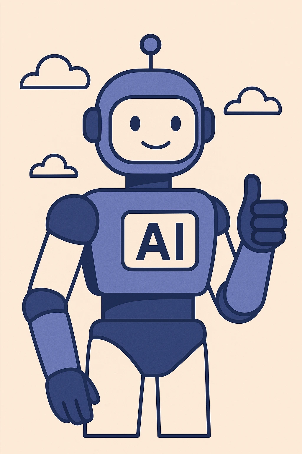 minimalistic and geometric ai robot, modern look emoji