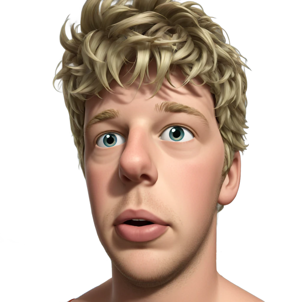 realistic parody of blonde guy emoji