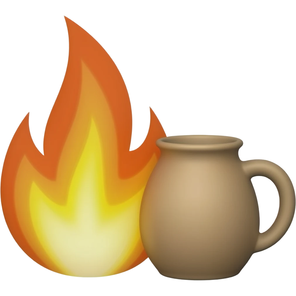je veux un emoji qui représente des flammes avec une ceramique à côté emoji