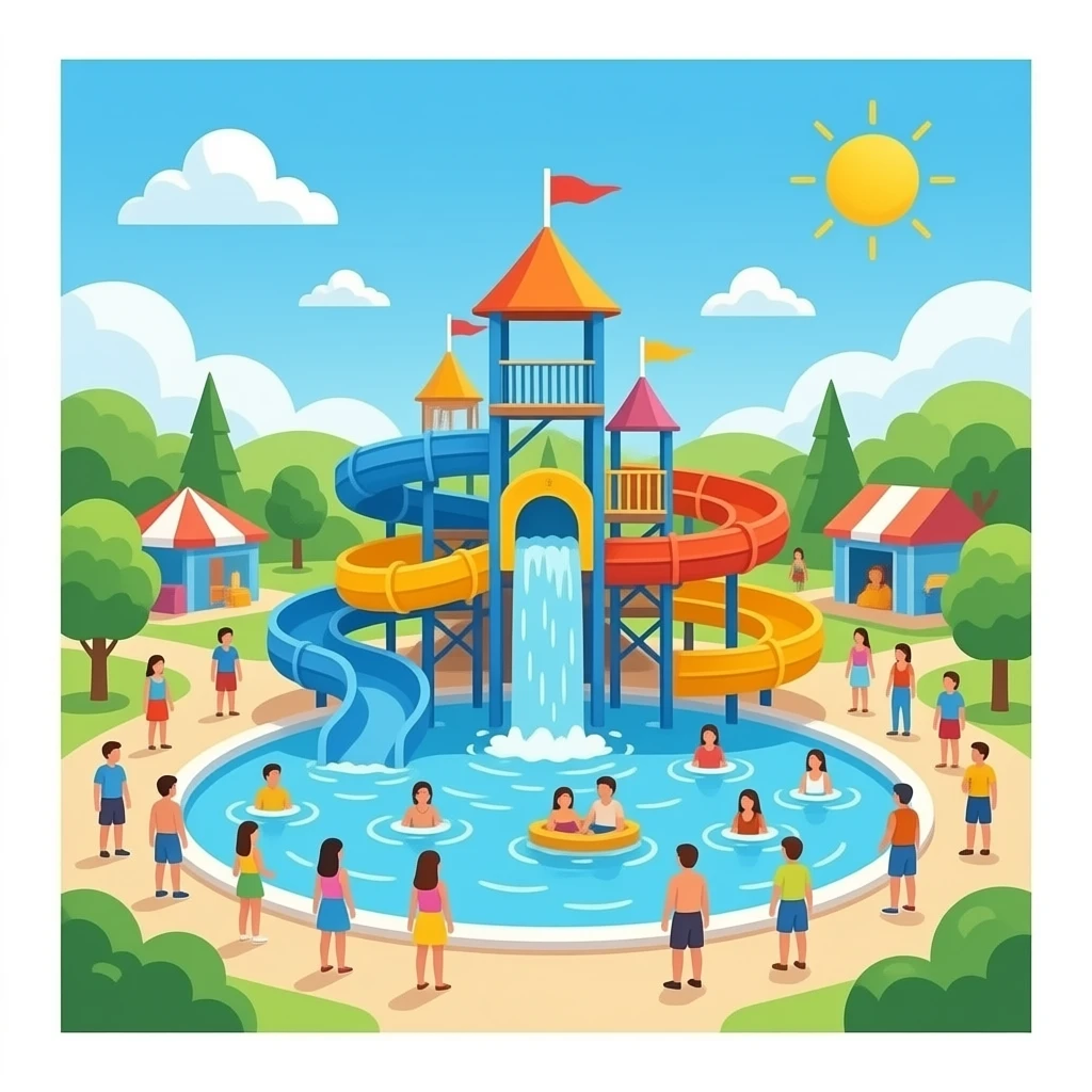Super Mega Waterpark with people emoji