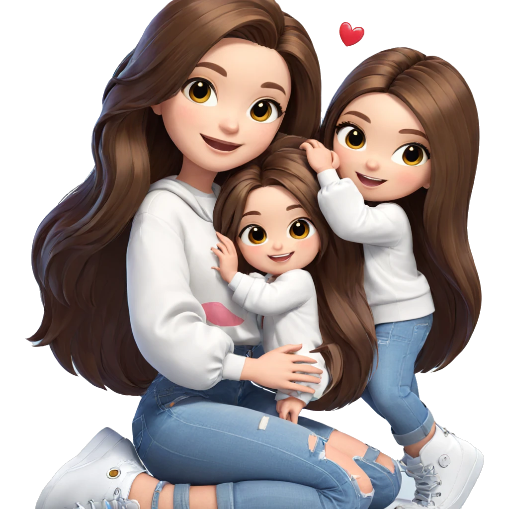 charming chibi girls with smiles emoji