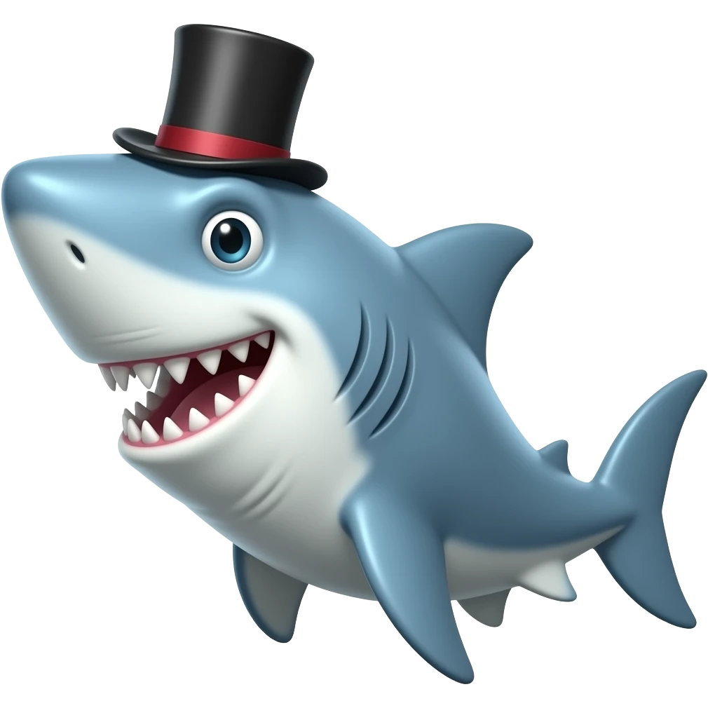 Shark with a top hat emoji