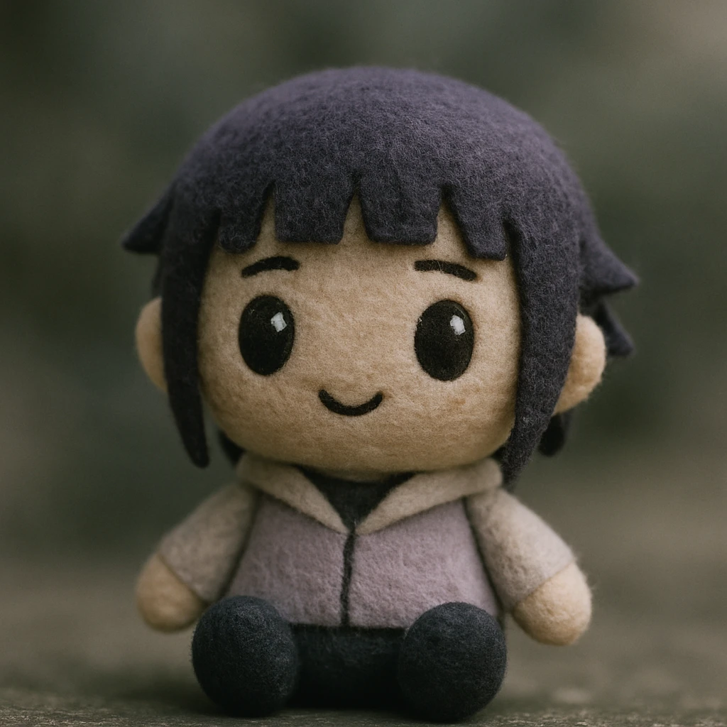 mini Hinata, cute, plush toy style, stitched details, soft textures emoji