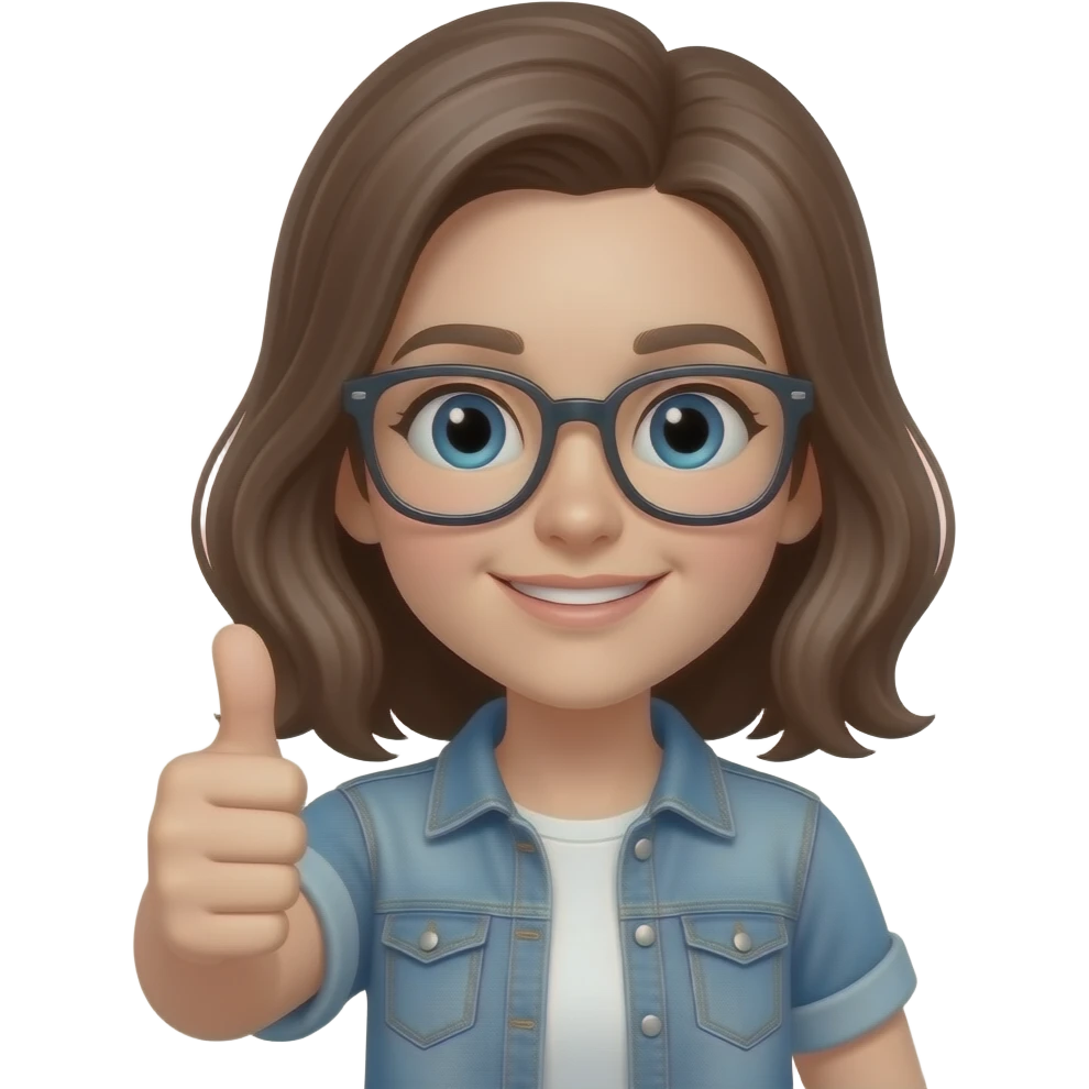 a girl with glass and thumbs up emoji