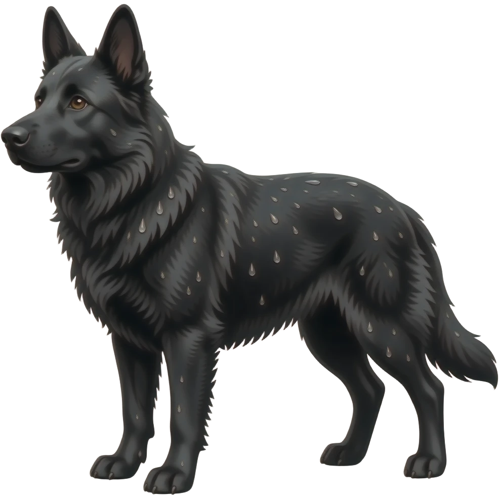 Wet Black shepherd dog emoji
