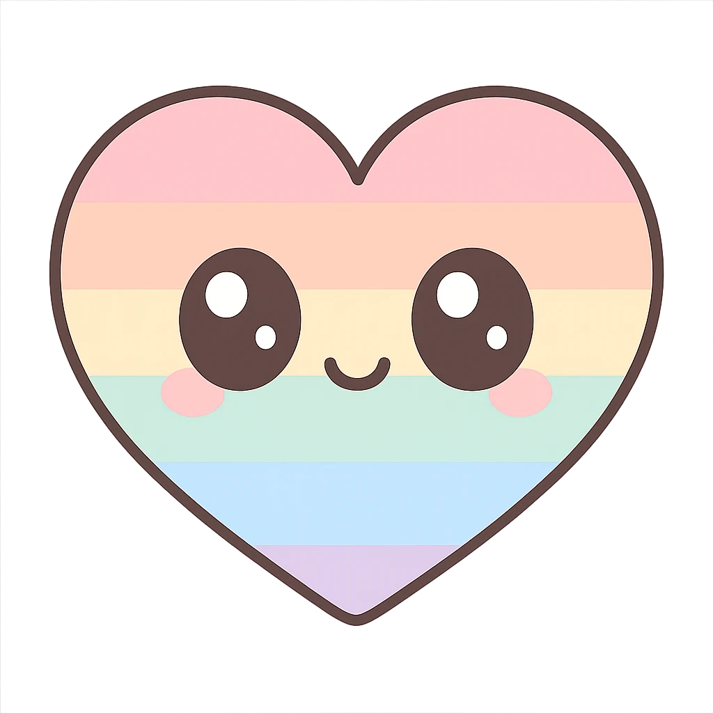 rainbow pride heart, kawaii style, no text emoji