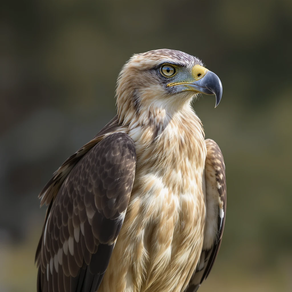 common buzzard standing in profile, realistic, neutral background emoji
