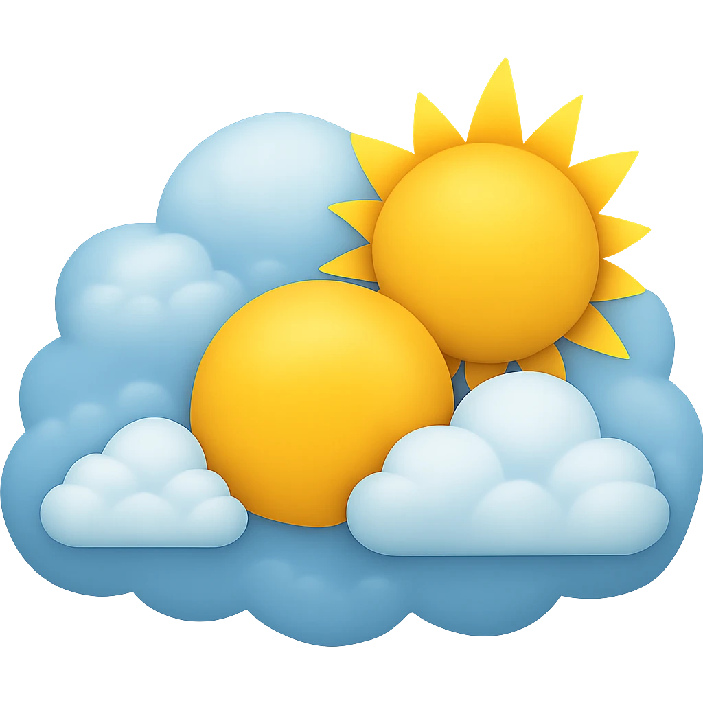 Remove the face from the sun but keep the sun peeking through clouds. The style is emoji style with no background. emoji