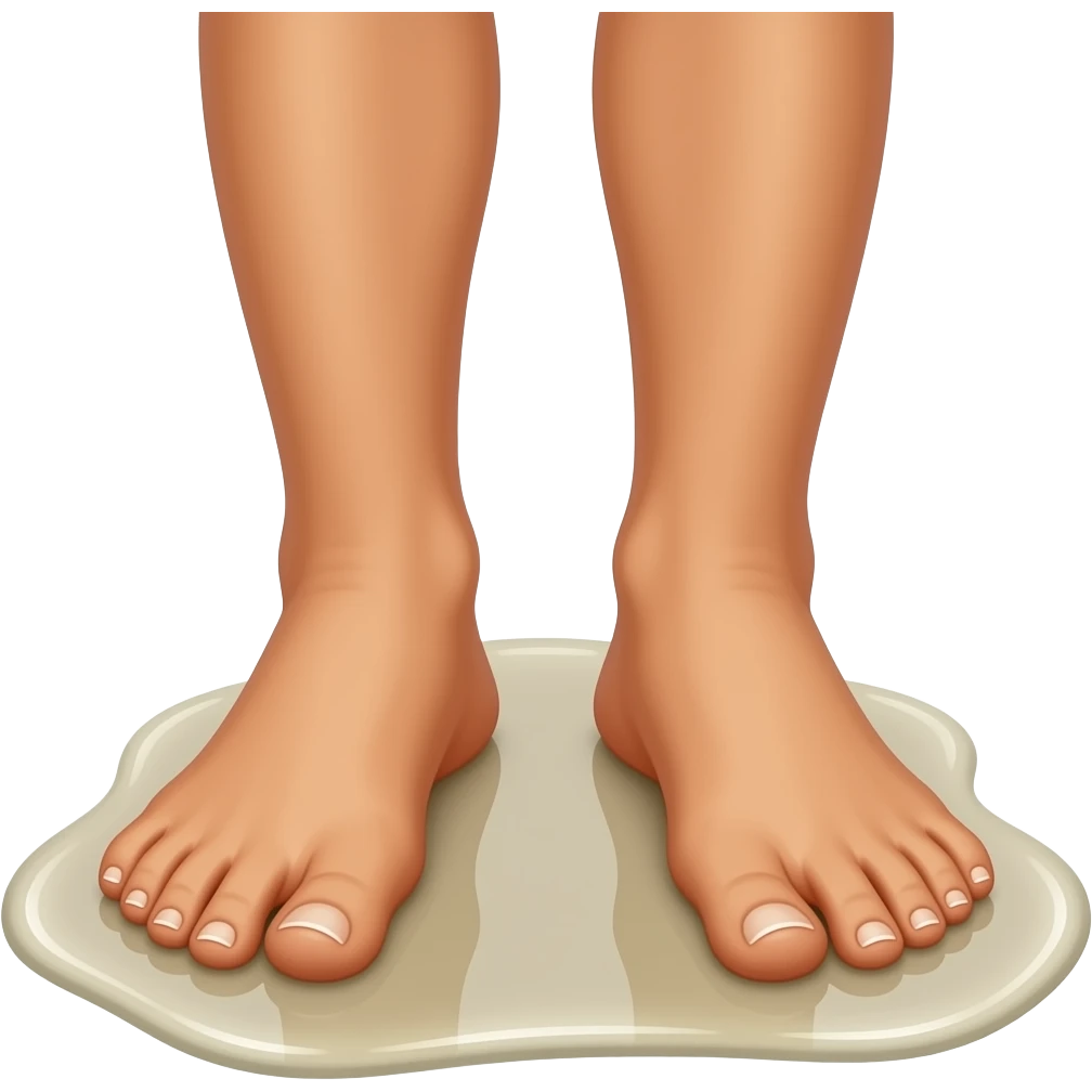 Tanned feet standing in jizz puddle ios emoji