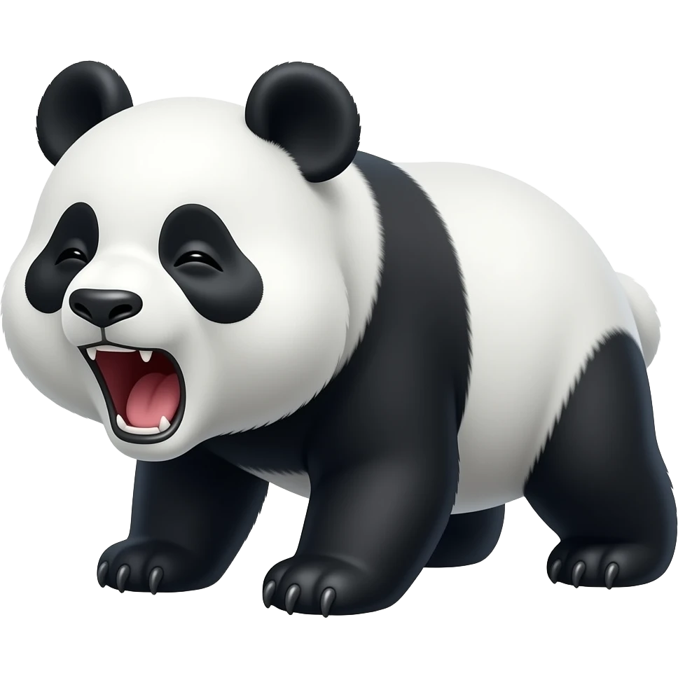 Cartoon panda on fours bleating emoji