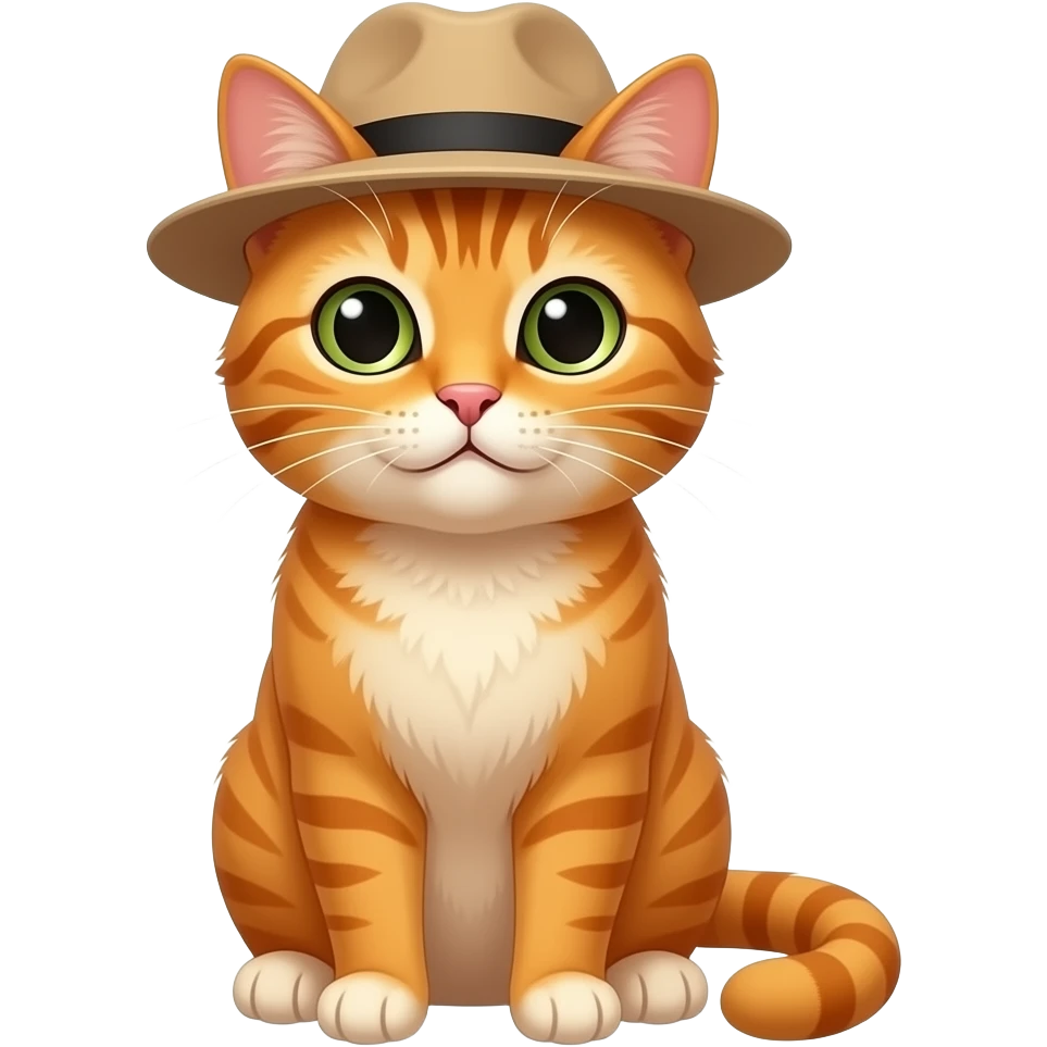 Orange Cat in Hat front facing emoji