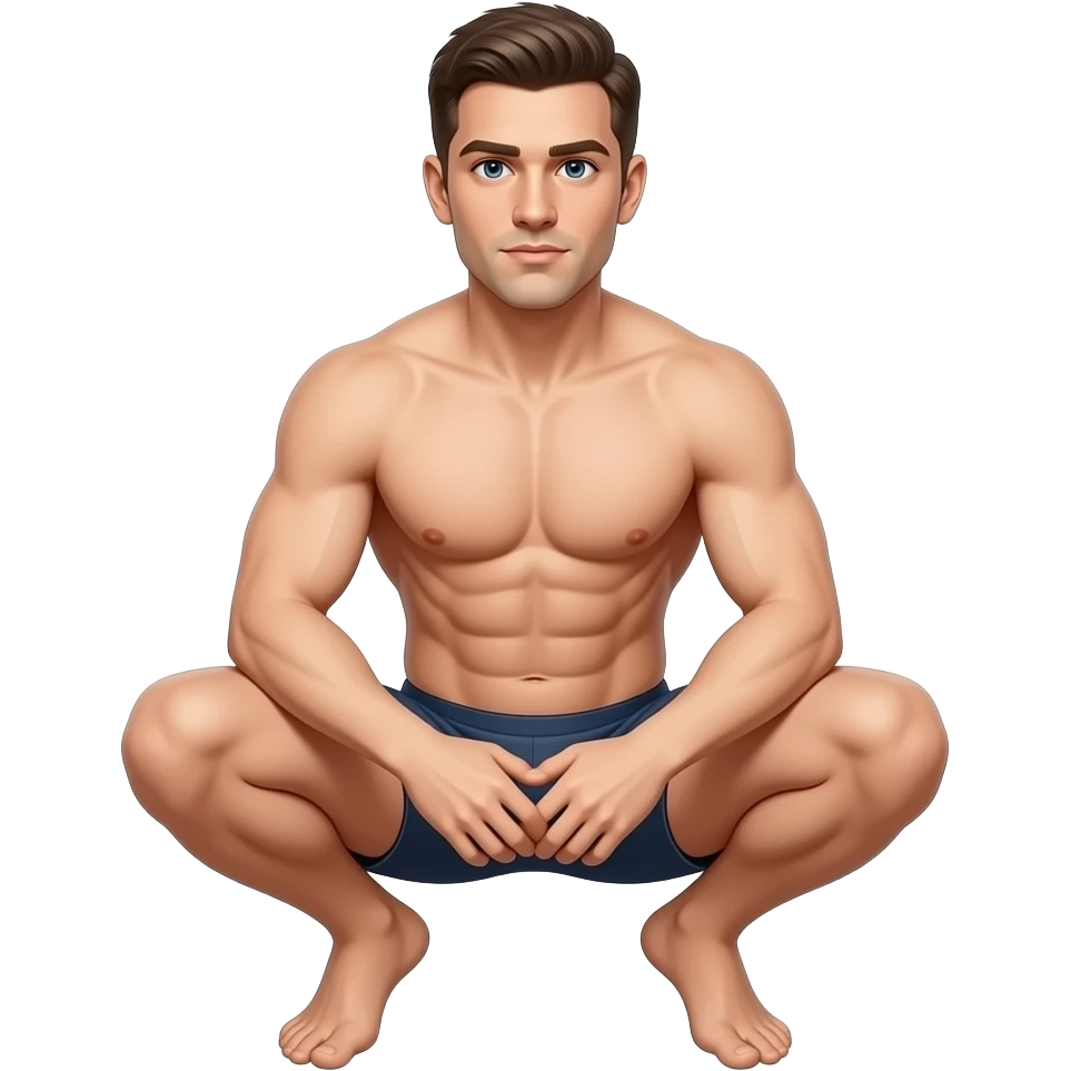 Man complete Squatting naked full body emoji