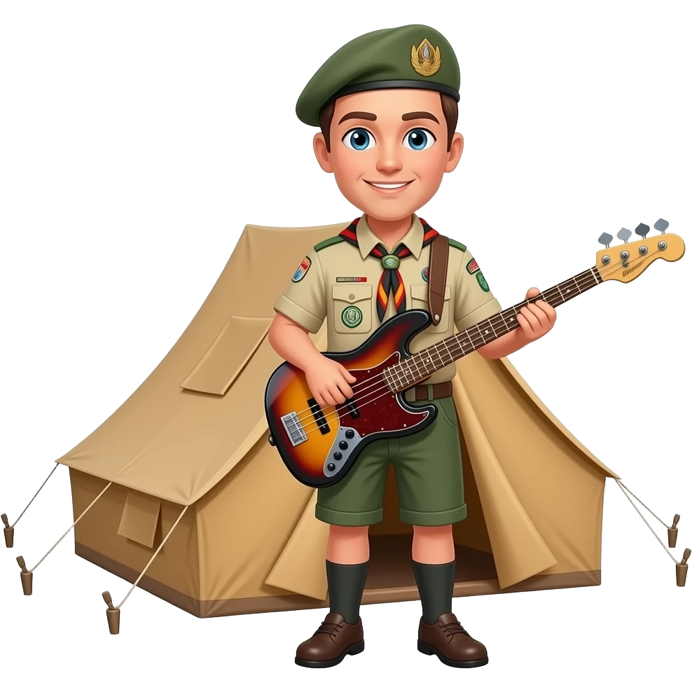 deutscher scout mit   bass und zelt emoji
