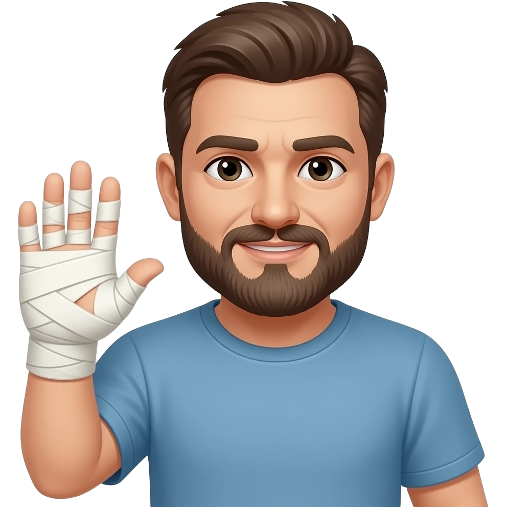 man with bandaged hand emoji