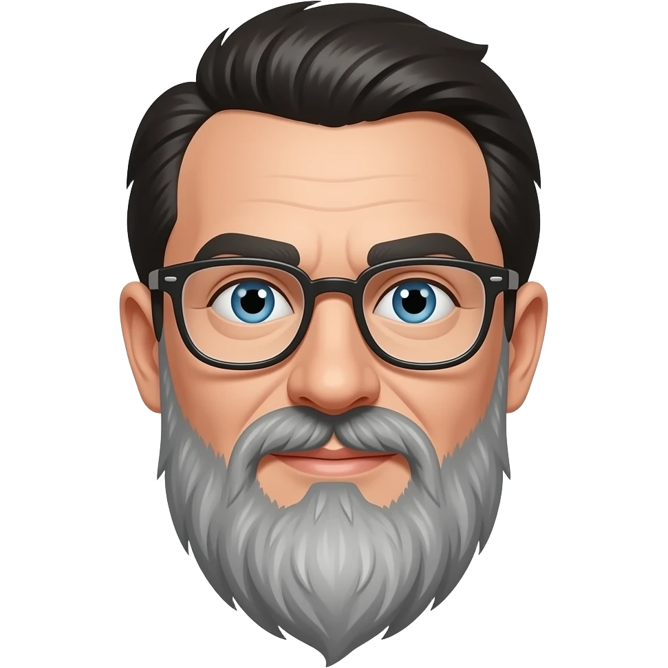 Groucho Marx but with medium length gray beard, glasses, no shoulders, head only, 25 years old emoji
