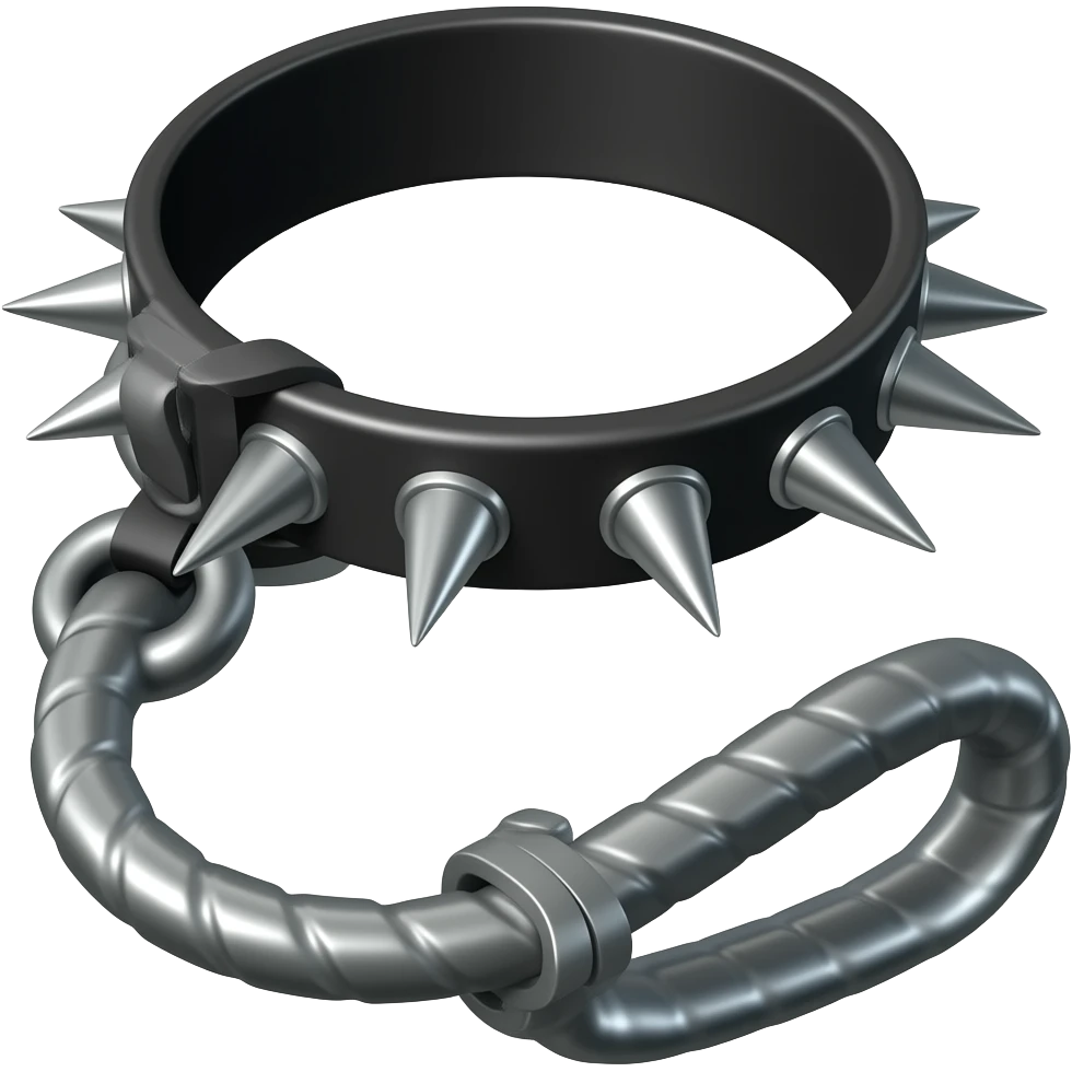 black collar with spikes and a lead add a handle to the lead emoji