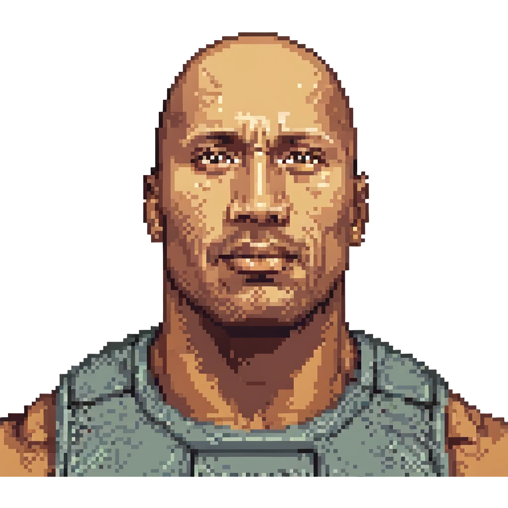 Dwayne Johnson pixel art portrait emoji
