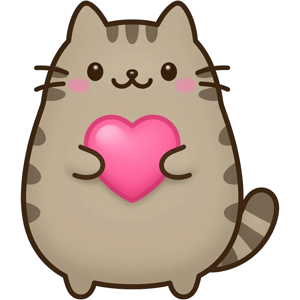 Pusheen com um coração emoji