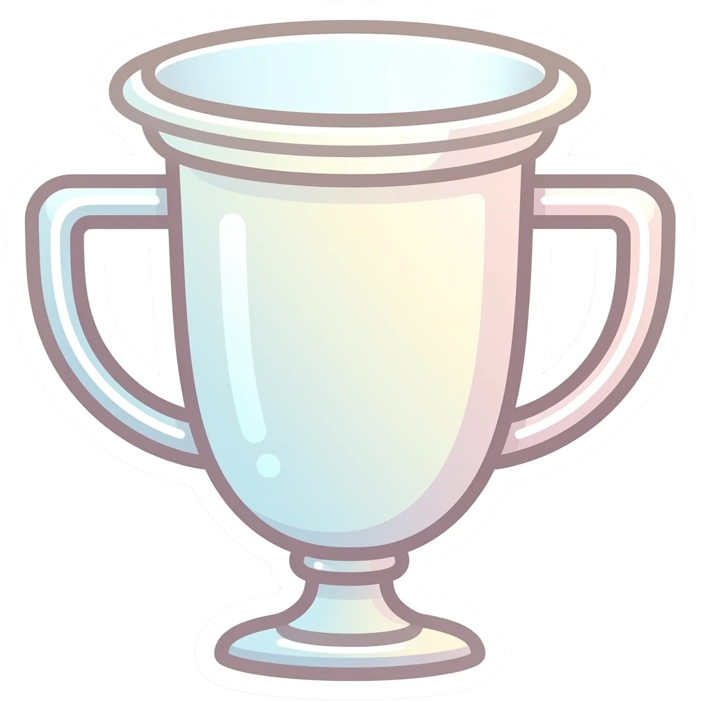 minimalistic line art sticker of a trophy, elegant thin strokes, pastel tones, clean vector design, no background, modern aesthetic, 8k emoji