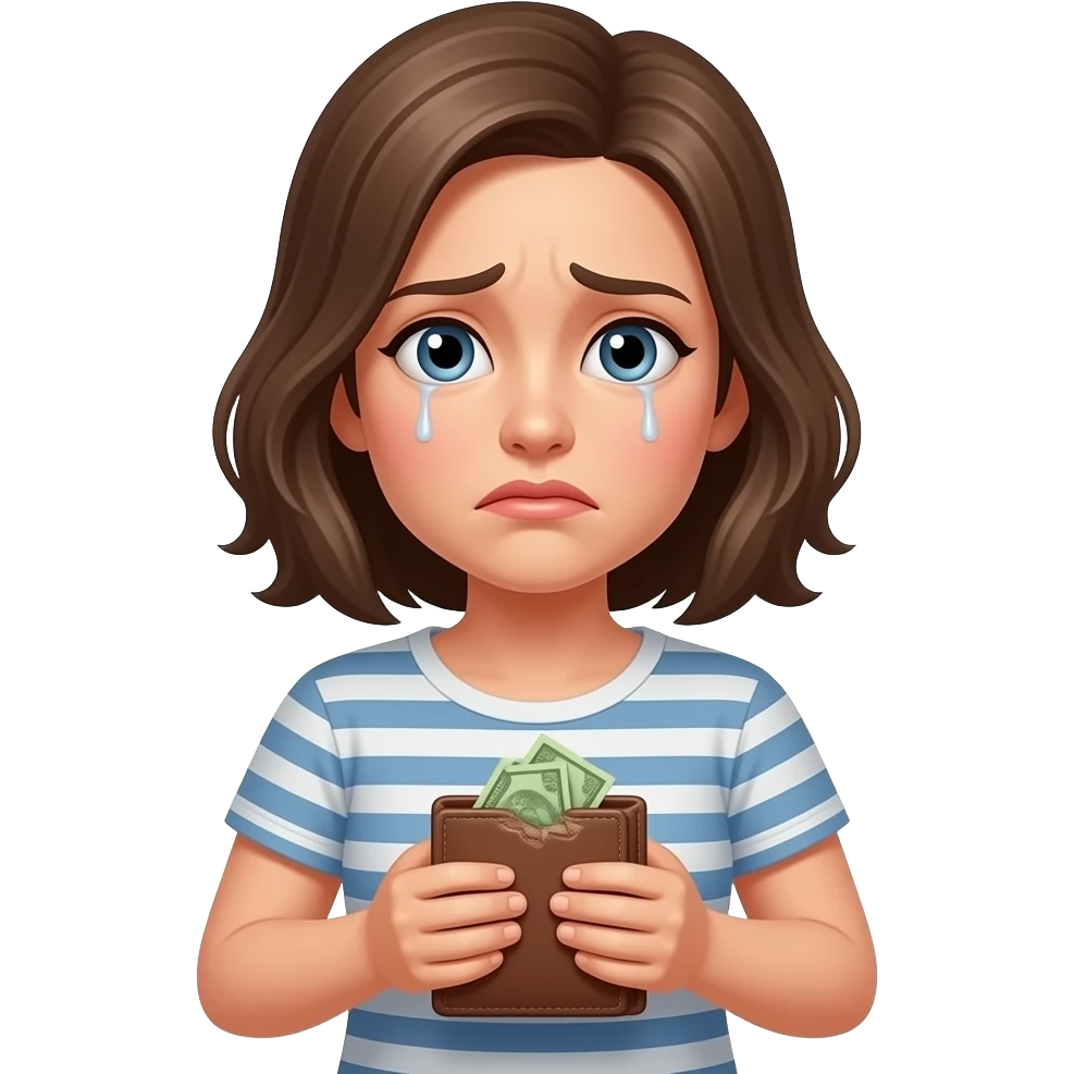 a woman showing showing that she doesnt have money emoji