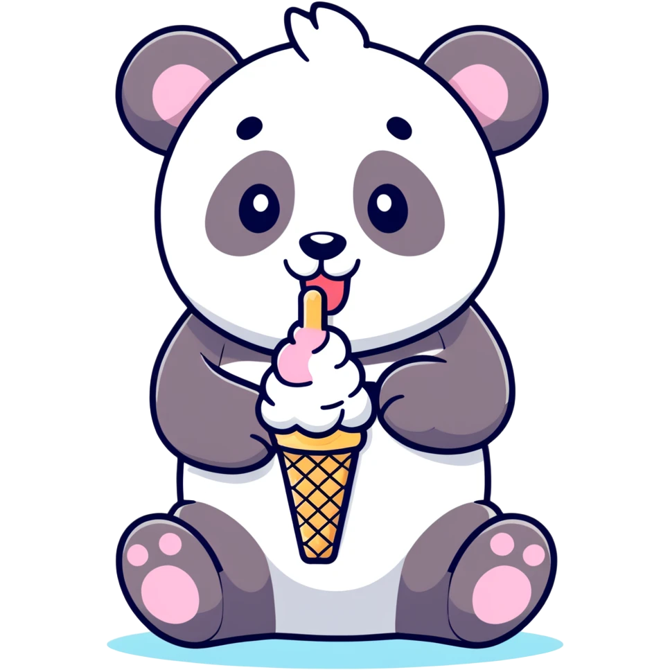 Panda eating ice cream emoji
