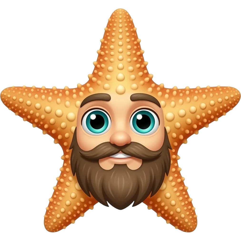 Starfish with dark blonde short beard and blue green eyes emoji