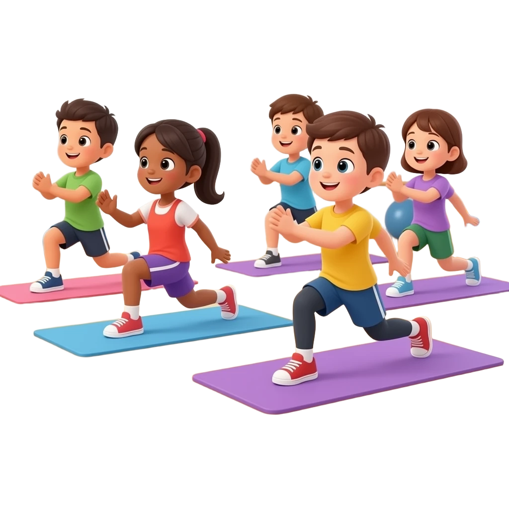 Niños haciendo ejercicio emoji