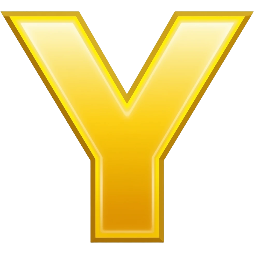 Y letter yellow  shining colour emoji