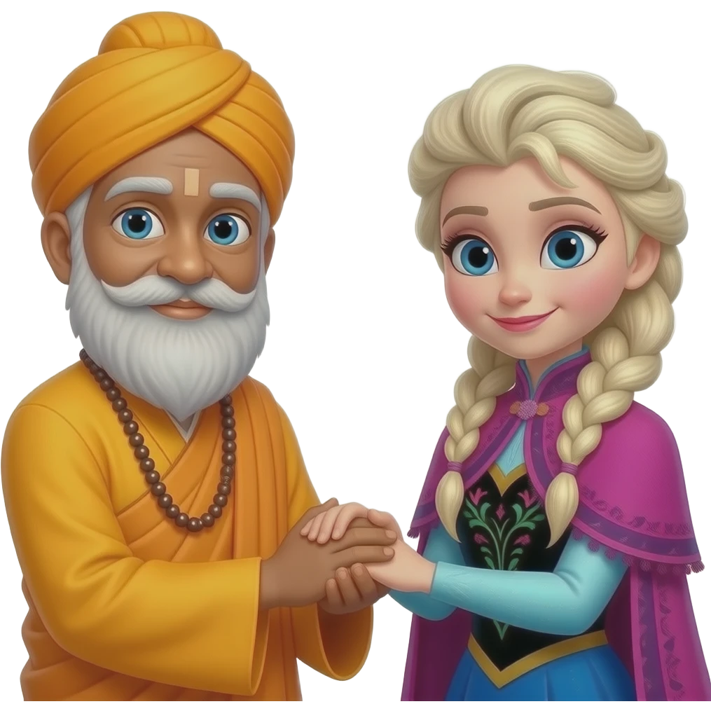 guru nanak god blessed him both as elsa and anna arendelle both hand joining from disney frozen emoji