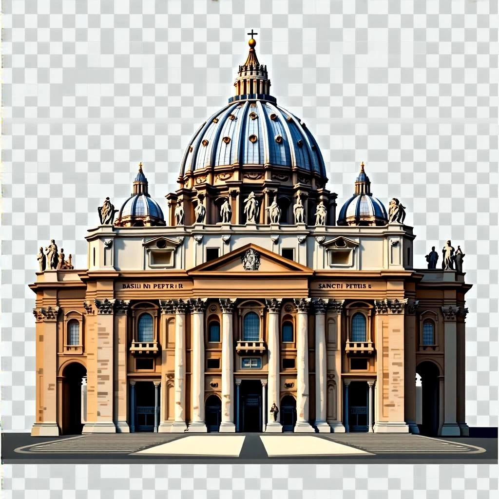Basilica Sancti Petri in Vaticano in Bobblehead textures and style, transparent background emoji