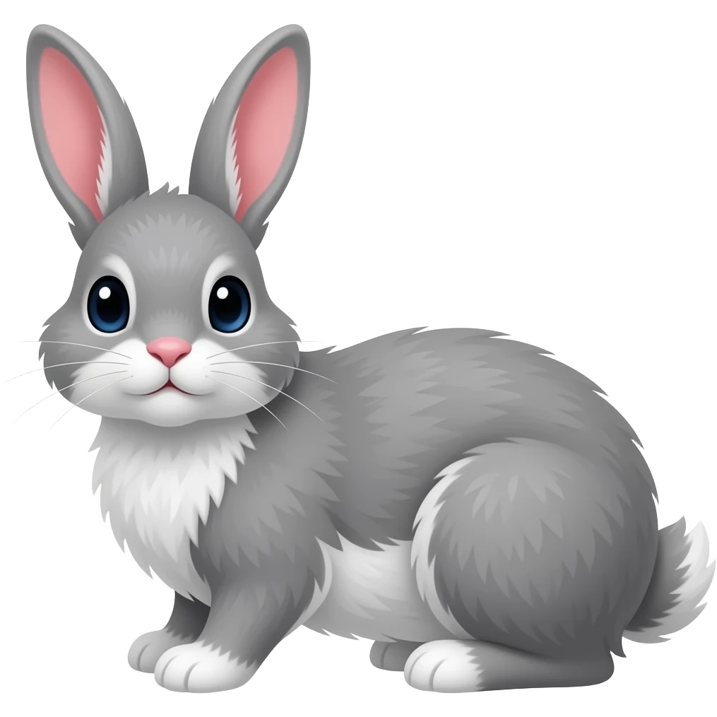 grey Bunny combs  fur. 🐰 emoji