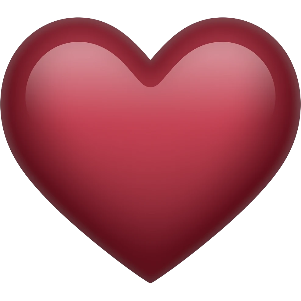 basic very dark red heart gaming icon with a slight tilt emoji