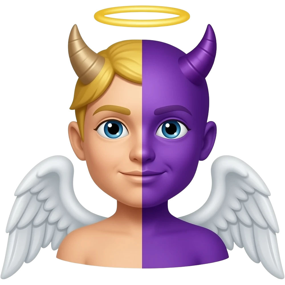 Yellow Angel emoji crossover purple devil emoji emoji