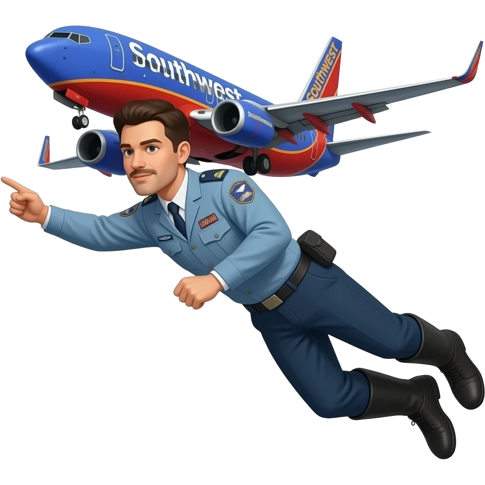 Civilian flying a Southwest plane emoji