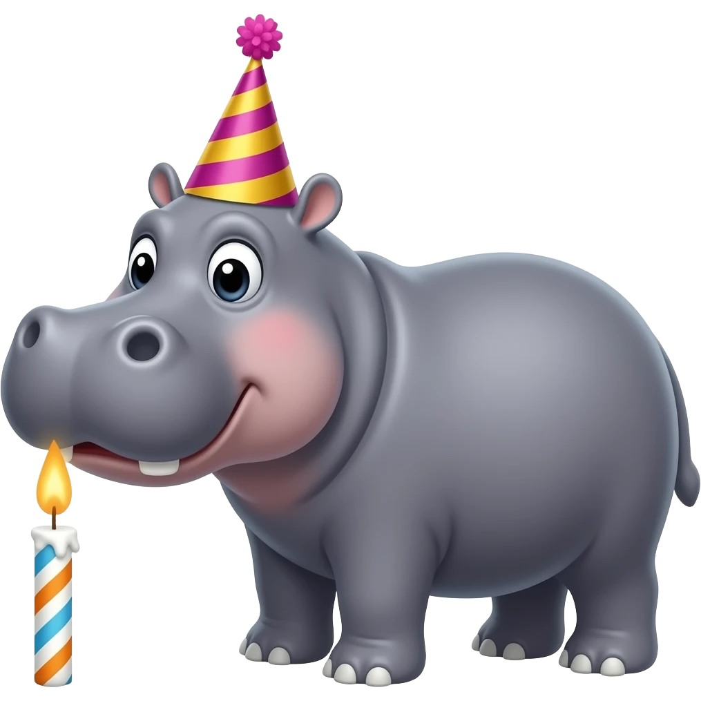 hippo on birthday in birthday festivities celebrating emoji