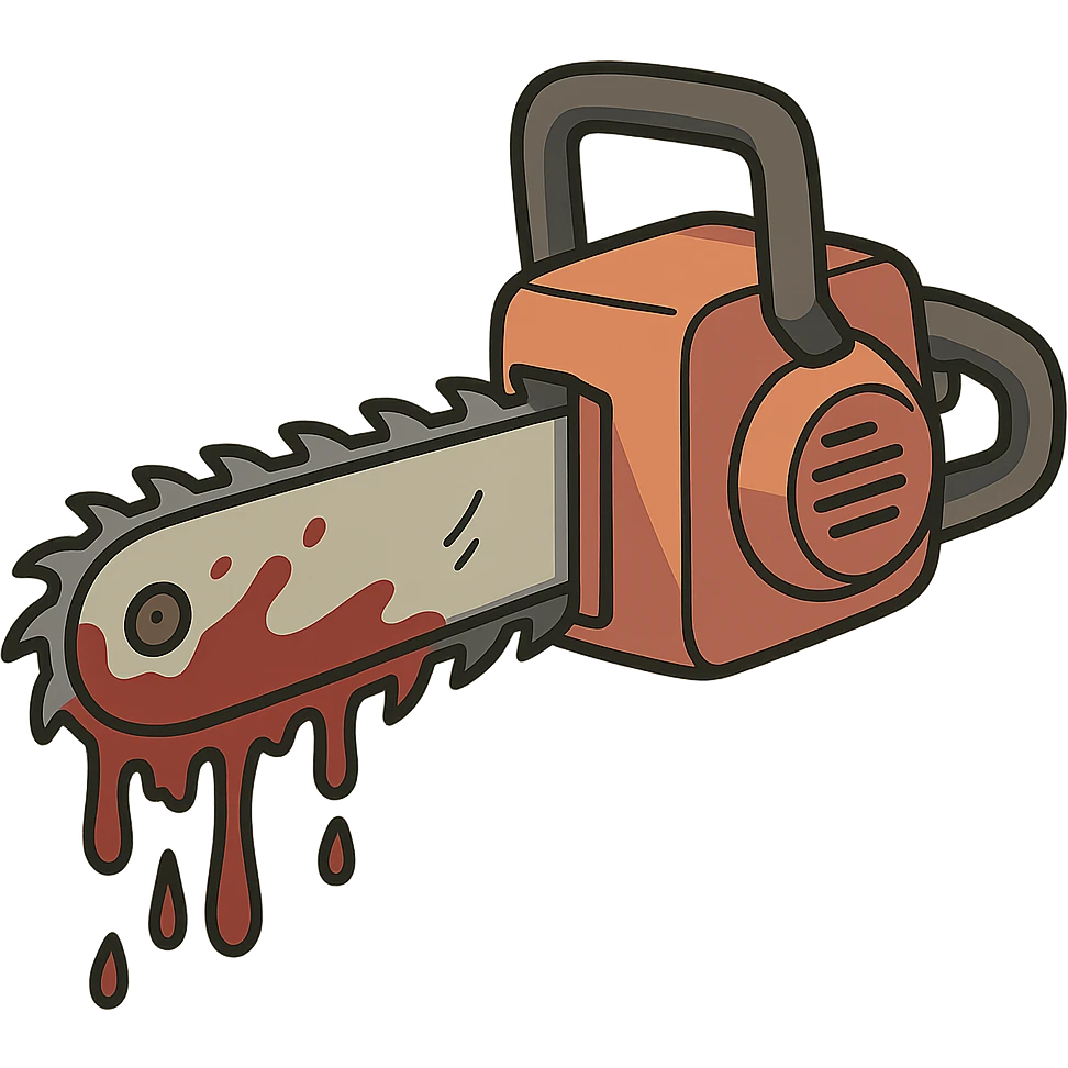 flat toon style bloody chainsaw emoji