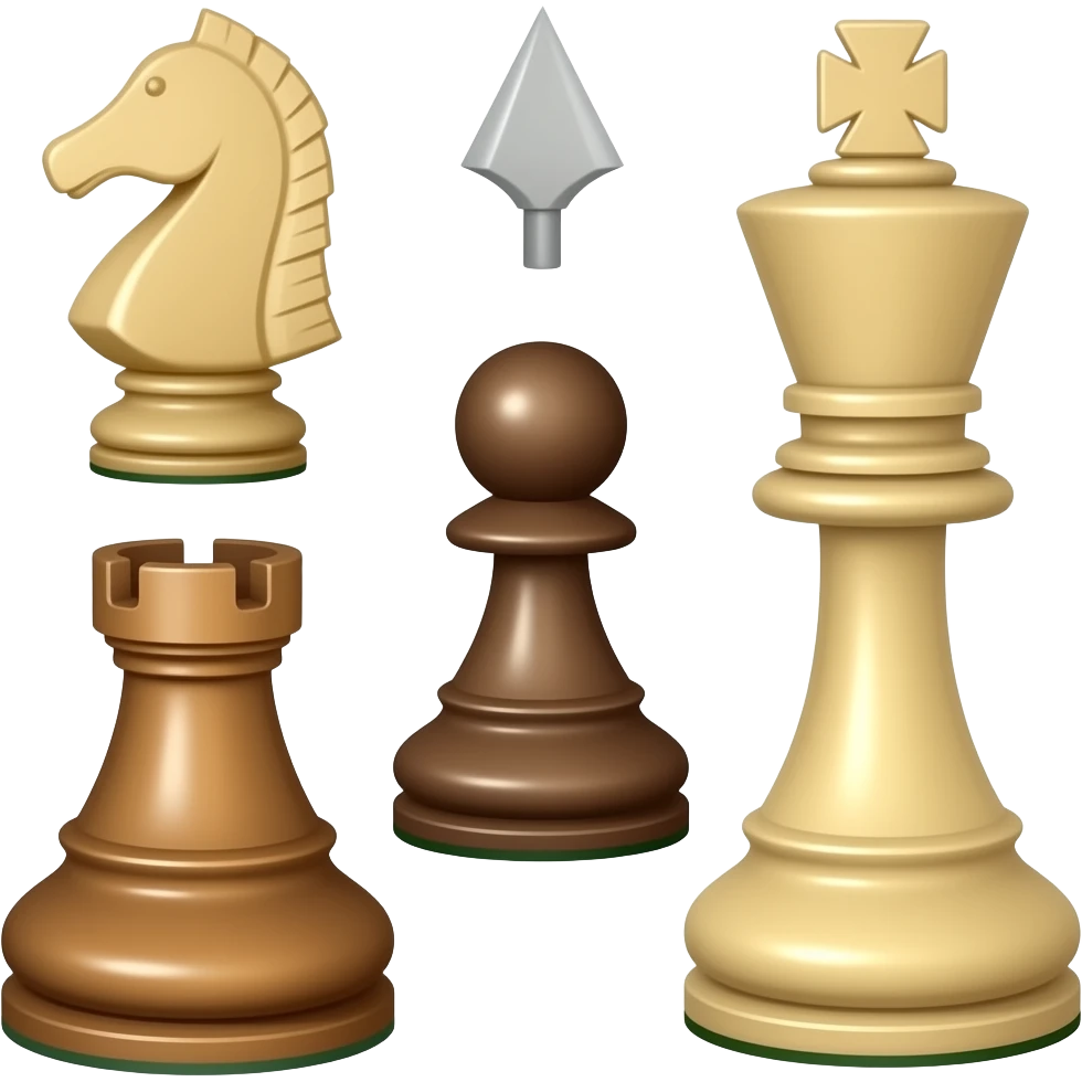 pawn, knight, Bishop, Rook chess pieces no king or queen only one of each emoji