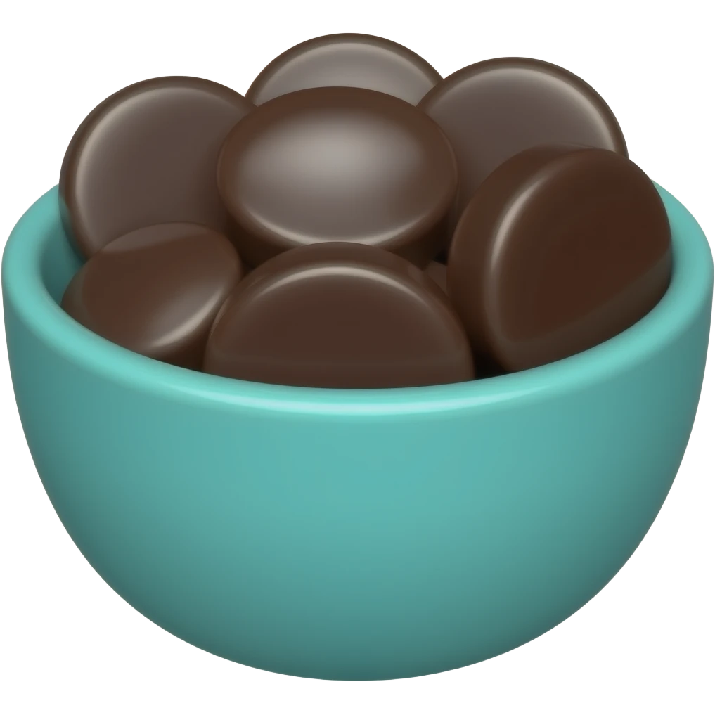 super realistic small teal bowl of chocolate circles emoji
