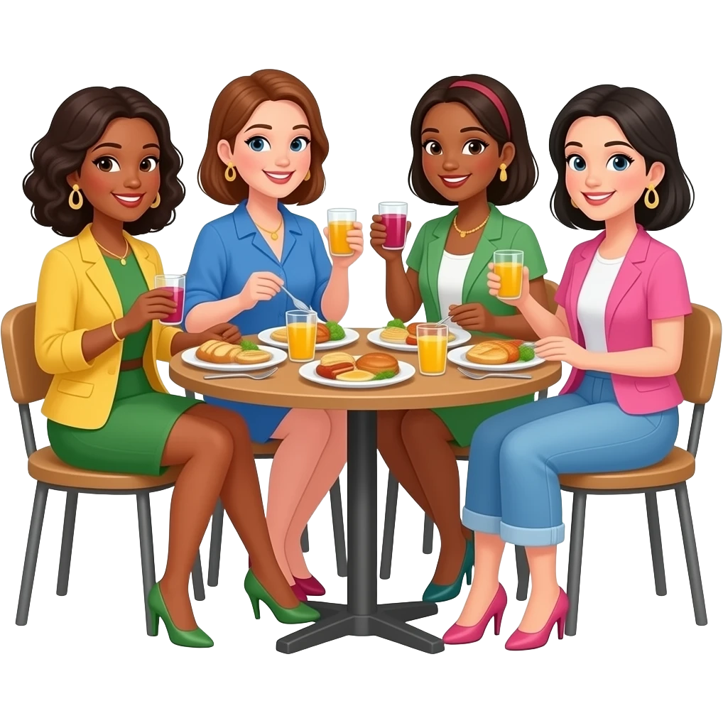 Dress Sunday Brunch with the girls with different ethnicities emoji