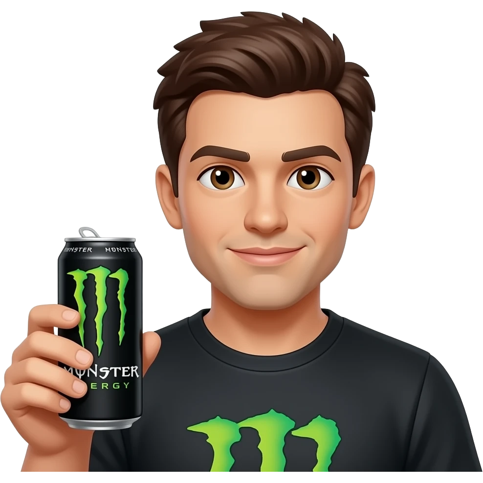 Kyle with a monster energy drink emoji