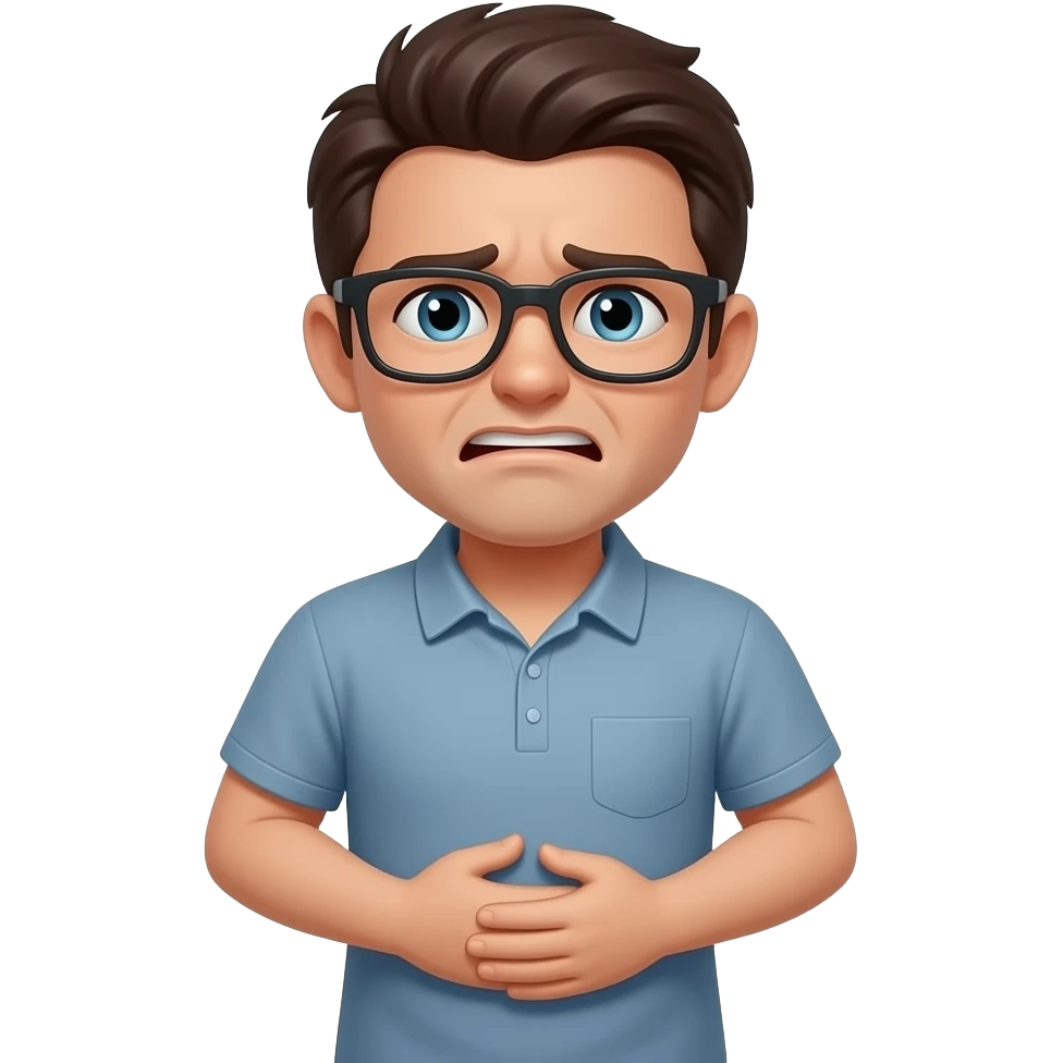 pessoa com dor na barriga estilo apple emoji