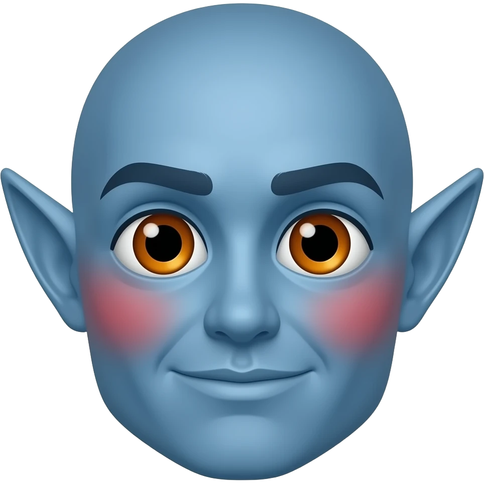 높은색상출력.   엘프 귀 파란 얼굴의 붉은색 홍조 큰 눈 오렌지색 작은동공 이모티콘 emoji
