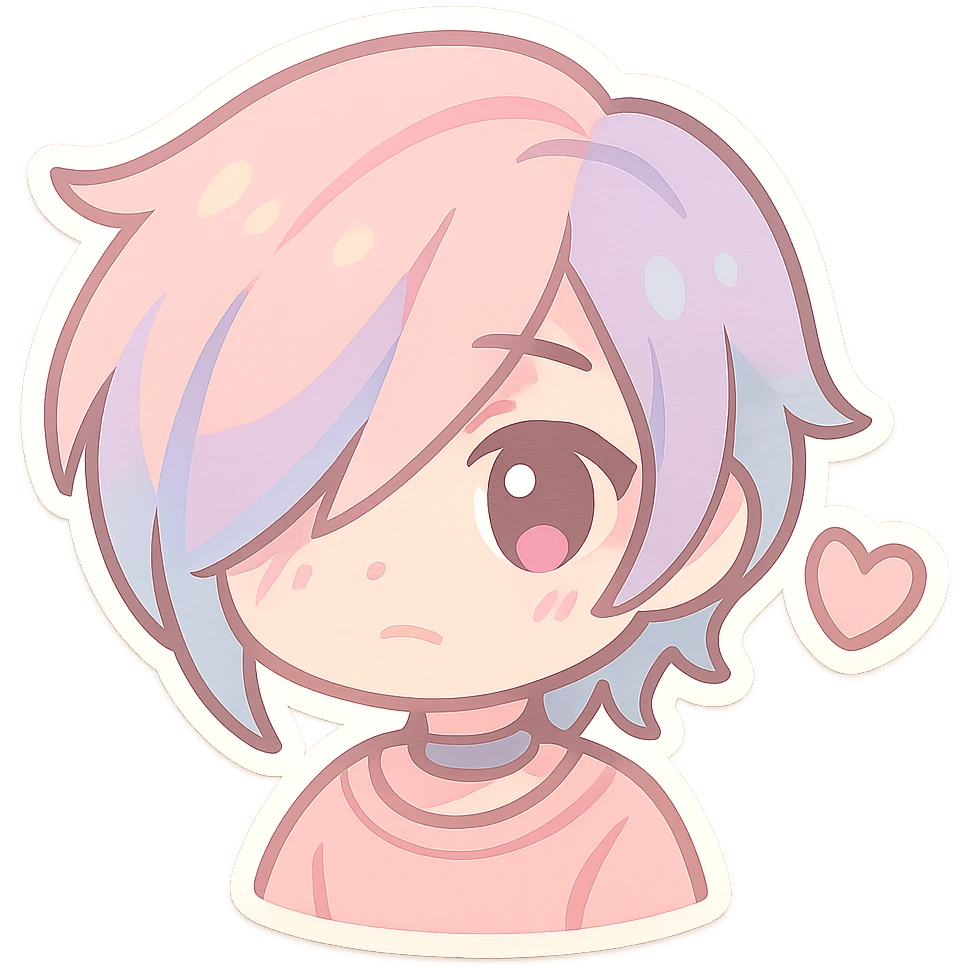 pastel emo profile picture with a heart accent, cute, expressive, minimal emoji